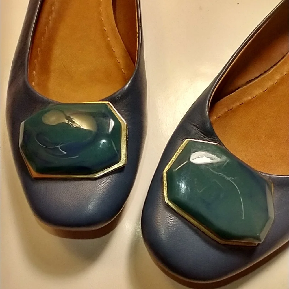 Arezzo Blue Round Toe Ballet Flats Shoes Women's sz 7.